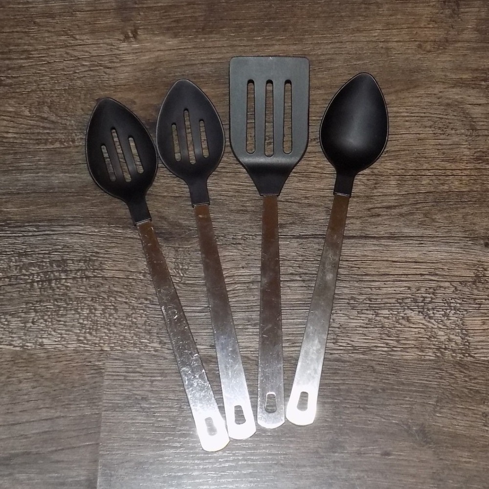 Amco Utensil Set Unisex OS Black Good Nylon Stainless Steel 4 Piece Kitchen Tool